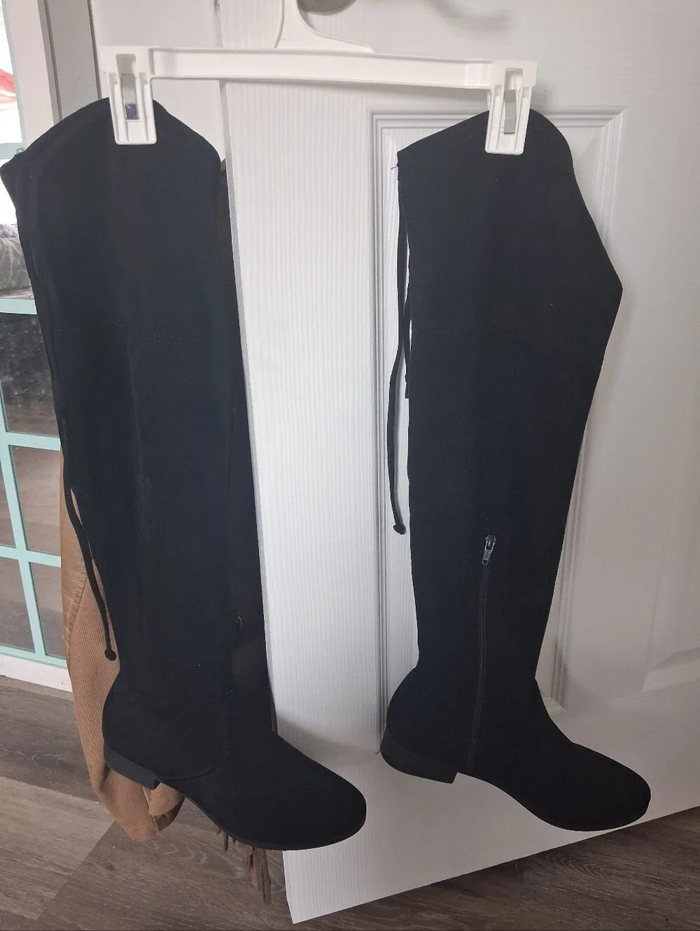 Tie Over the Knee Black Boots